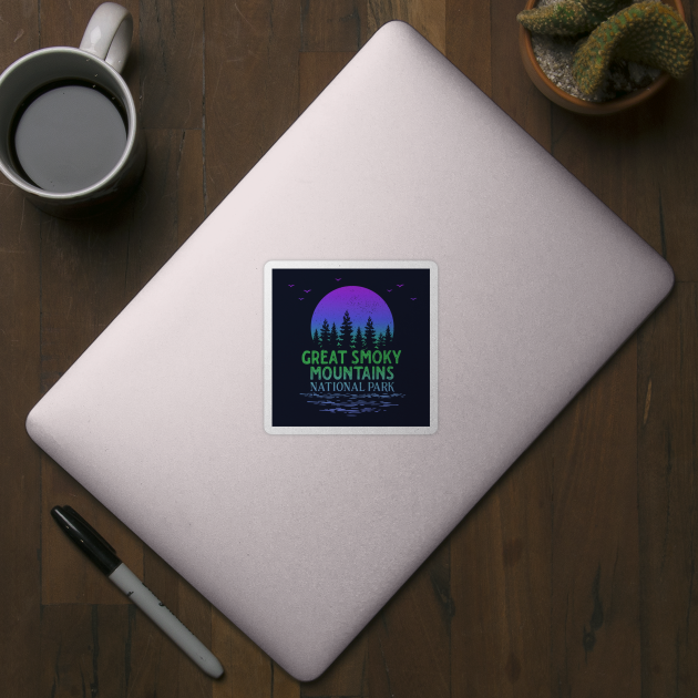 Great Smoky Mountains National Park Trees Moon Design by Pine Hill Goods